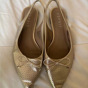Esprit Metallic Gold Perforated Slingback Flats